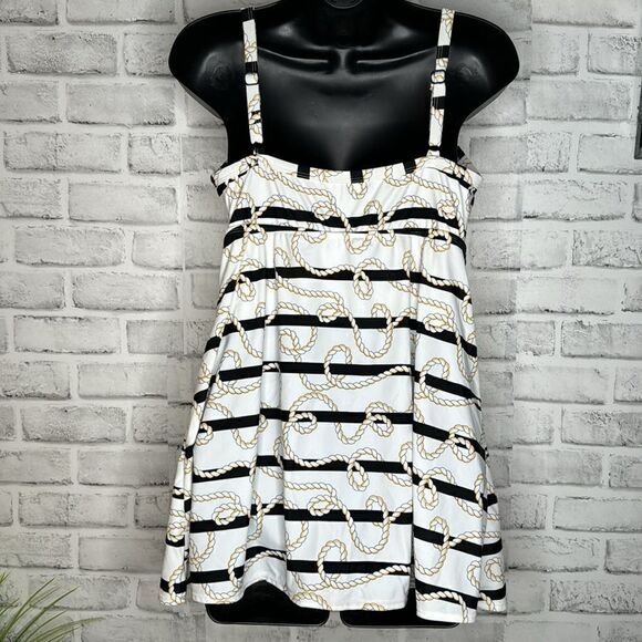 Kim Rogers Twisted Rope One Piece Swimsuit Tankini Dress Size Medium - Picture 2 of 5